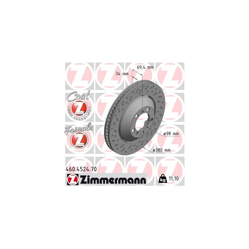 Disque de frein avant gauche ZIMMERMANN 460.4524.70