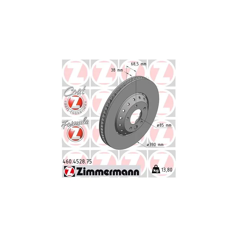 Disque de frein avant gauche ZIMMERMANN 460.4528.75