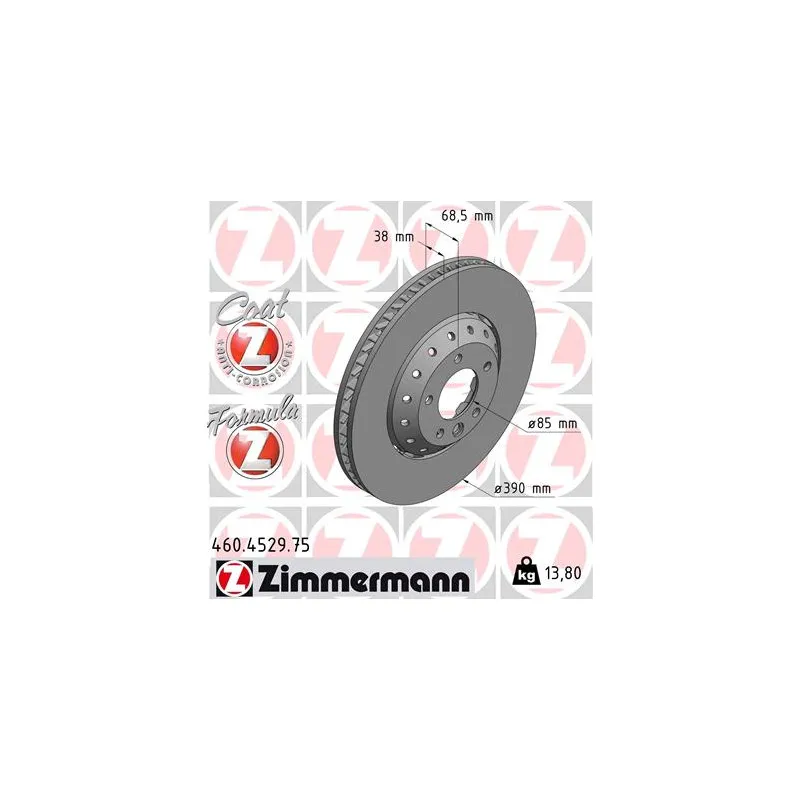 Disque de frein avant droit ZIMMERMANN 460.4529.75