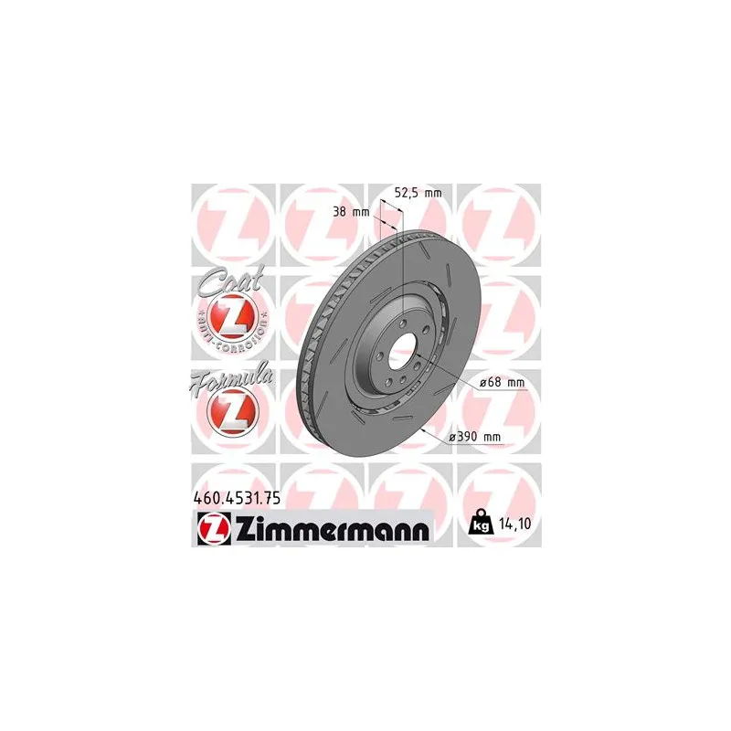 Disque de frein avant droit ZIMMERMANN 460.4531.75