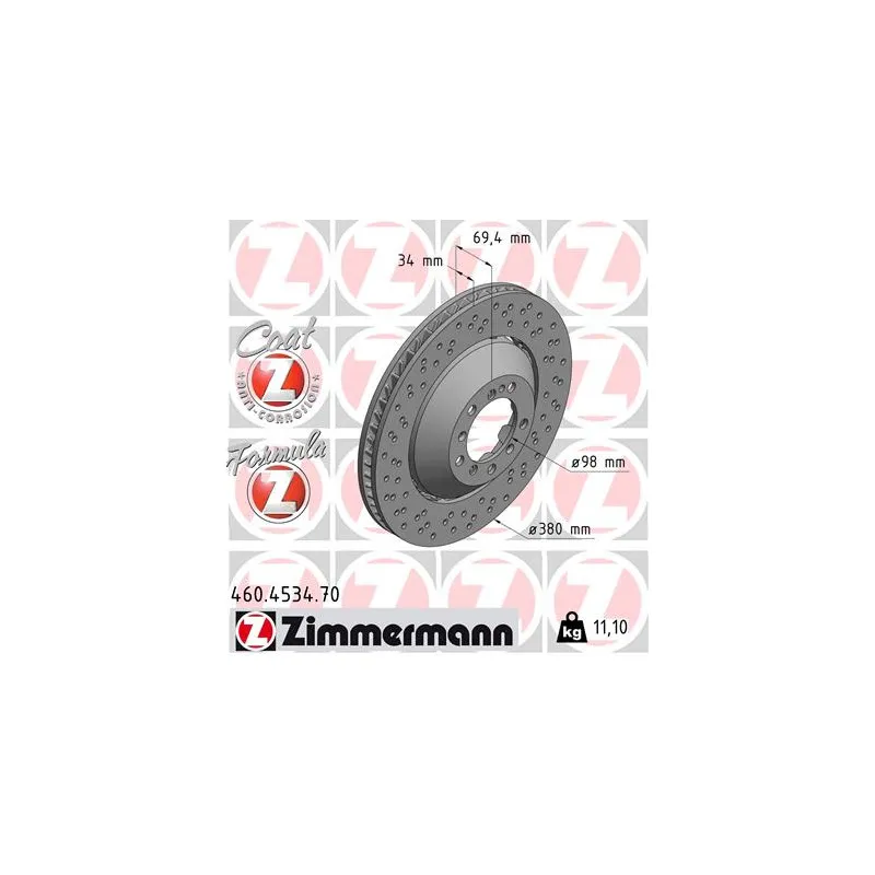 Disque de frein avant gauche ZIMMERMANN 460.4534.70