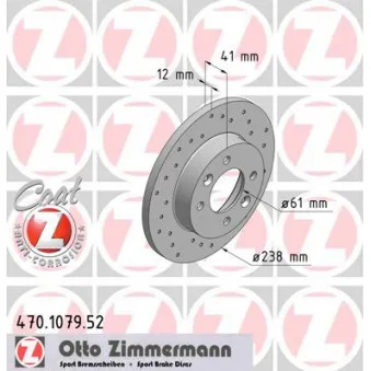 Jeu de 2 disques de frein avant ZIMMERMANN 470.1079.52
