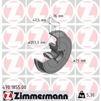 Tambour de frein ZIMMERMANN 470.1855.00