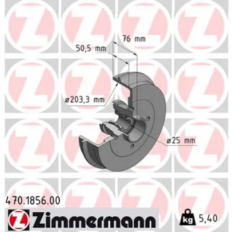 Tambour de frein ZIMMERMANN 470.1856.00