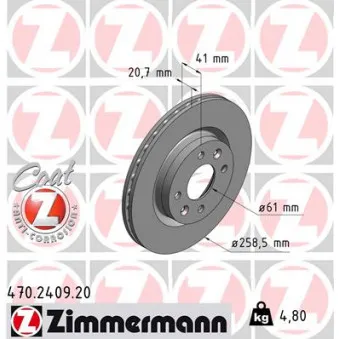 Jeu de 2 disques de frein avant ZIMMERMANN 470.2409.20