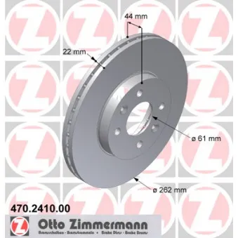 Jeu de 2 disques de frein avant ZIMMERMANN 470.2410.00