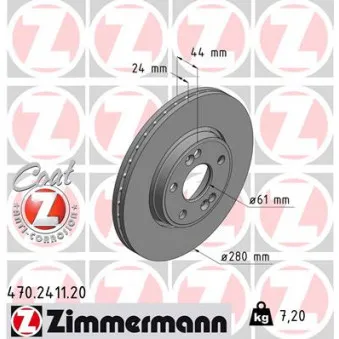 Jeu de 2 disques de frein avant ZIMMERMANN 470.2411.20