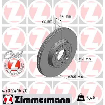 Jeu de 2 disques de frein avant ZIMMERMANN 470.2416.20