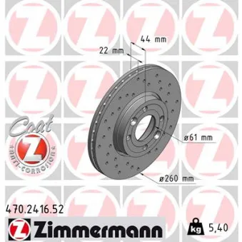 Jeu de 2 disques de frein avant ZIMMERMANN 470.2416.52