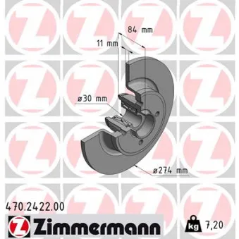 Jeu de 2 disques de frein arrière ZIMMERMANN 470.2422.00