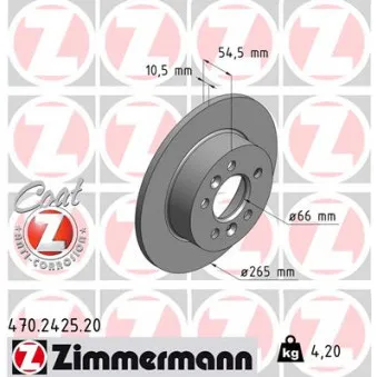 Jeu de 2 disques de frein arrière ZIMMERMANN 470.2425.20