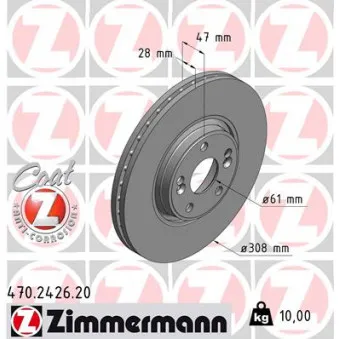 Jeu de 2 disques de frein avant ZIMMERMANN 470.2426.20