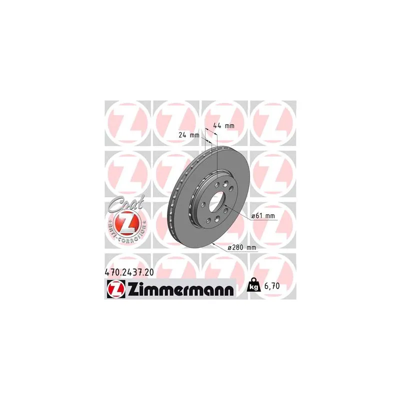 Jeu de 2 disques de frein avant ZIMMERMANN 470.2437.20