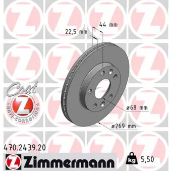 Jeu de 2 disques de frein avant ZIMMERMANN 470.2439.20