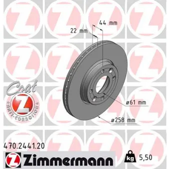 Jeu de 2 disques de frein avant ZIMMERMANN 470.2441.20