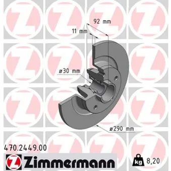 Jeu de 2 disques de frein arrière ZIMMERMANN 470.2449.00