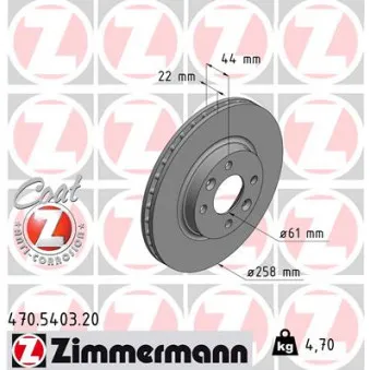 Jeu de 2 disques de frein avant ZIMMERMANN 470.5403.20