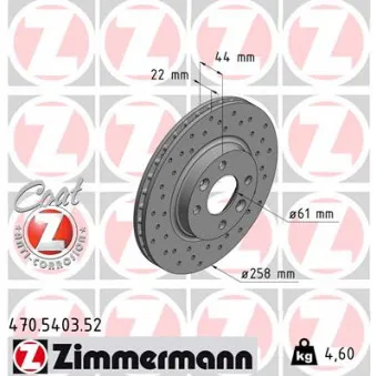 Jeu de 2 disques de frein avant ZIMMERMANN 470.5403.52