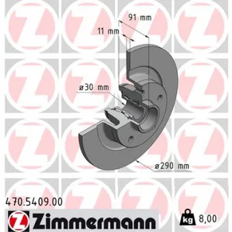 Jeu de 2 disques de frein arrière ZIMMERMANN 470.5409.00