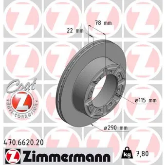 Jeu de 2 disques de frein arrière ZIMMERMANN 470.6620.20