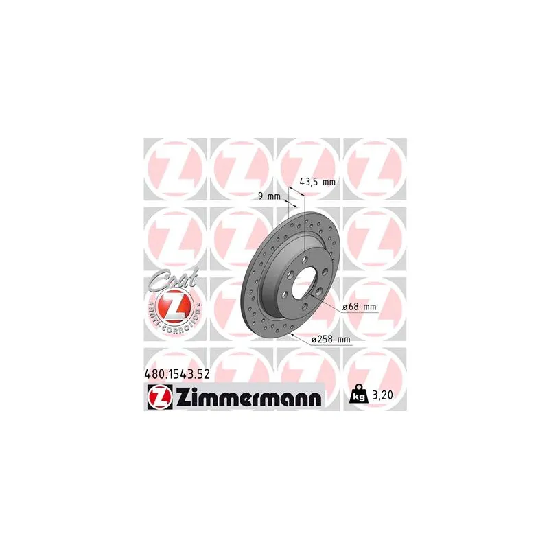 Jeu de 2 disques de frein arrière ZIMMERMANN 480.1543.52