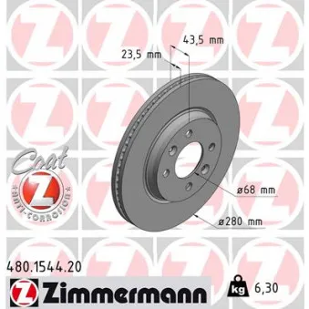 Jeu de 2 disques de frein avant ZIMMERMANN 480.1544.20