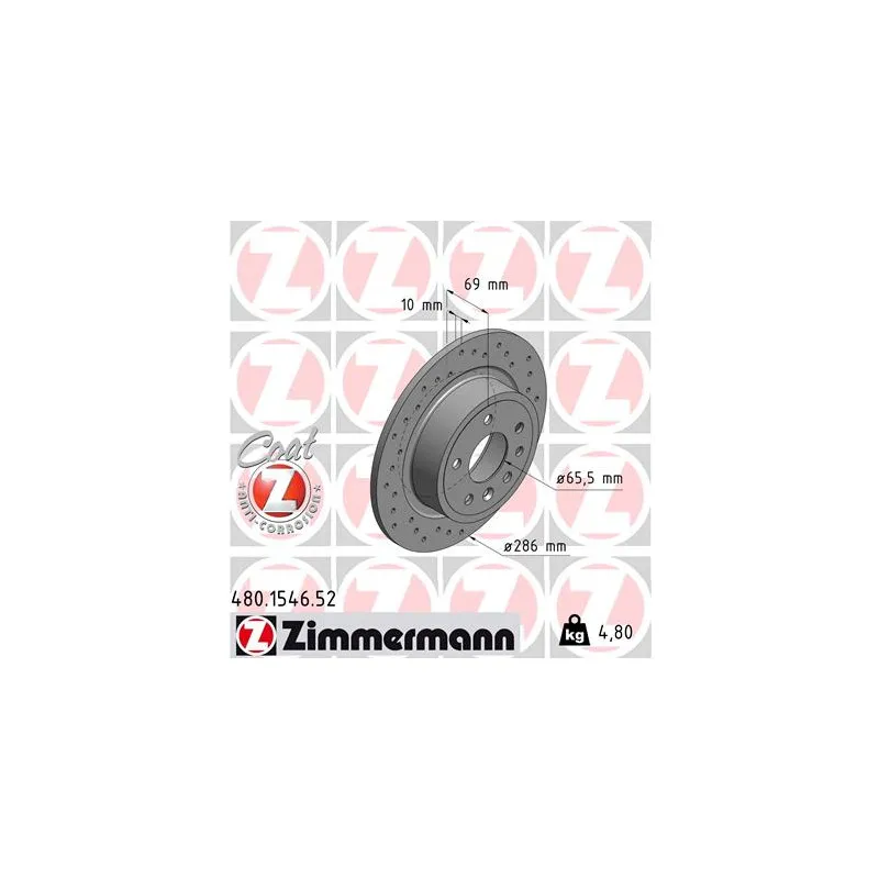 Jeu de 2 disques de frein arrière ZIMMERMANN 480.1546.52
