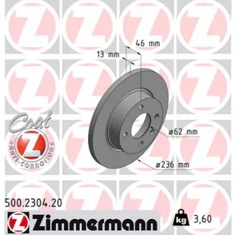 Jeu de 2 disques de frein avant ZIMMERMANN 500.2304.20