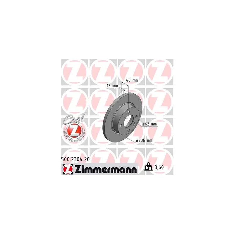 Jeu de 2 disques de frein avant ZIMMERMANN 500.2304.20