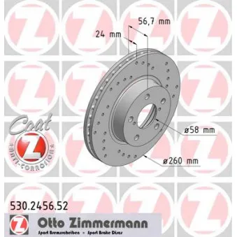 Jeu de 2 disques de frein avant ZIMMERMANN 530.2456.52