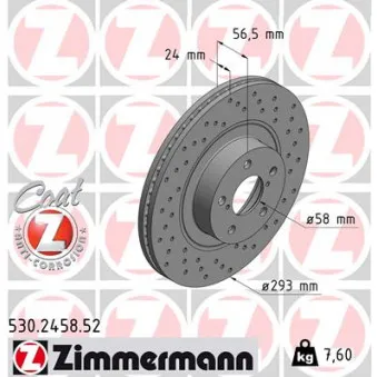 Jeu de 2 disques de frein avant ZIMMERMANN 530.2458.52