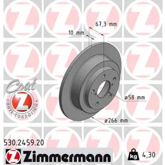 Jeu de 2 disques de frein arrière ZIMMERMANN 530.2459.20