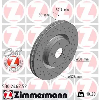 Jeu de 2 disques de frein avant ZIMMERMANN 530.2462.52