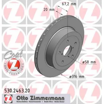 Jeu de 2 disques de frein arrière ZIMMERMANN 530.2463.20