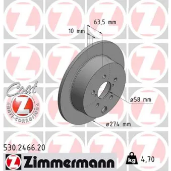 Jeu de 2 disques de frein arrière ZIMMERMANN 530.2466.20