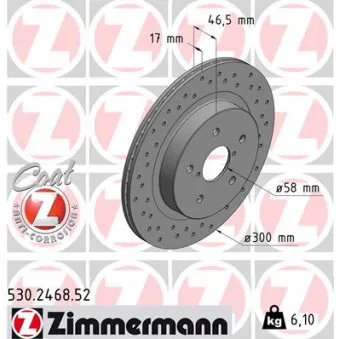 Jeu de 2 disques de frein arrière ZIMMERMANN 530.2468.52