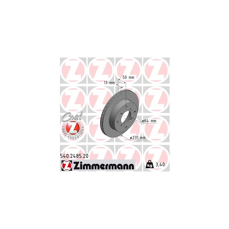 Jeu de 2 disques de frein avant ZIMMERMANN 540.2485.20