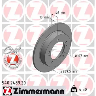 Jeu de 2 disques de frein avant ZIMMERMANN 540.2489.20