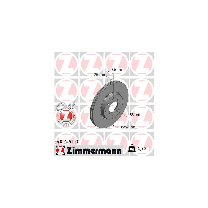 Jeu de 2 disques de frein avant ZIMMERMANN 540.2491.20