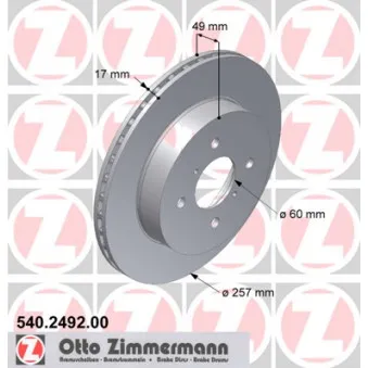 Jeu de 2 disques de frein avant ZIMMERMANN 540.2492.00
