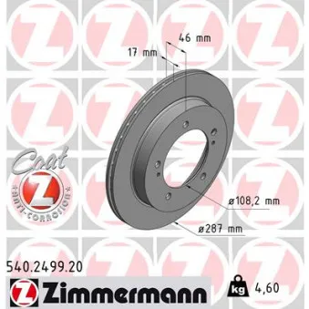 Jeu de 2 disques de frein avant ZIMMERMANN 540.2499.20