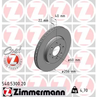 Jeu de 2 disques de frein avant ZIMMERMANN 540.5300.20