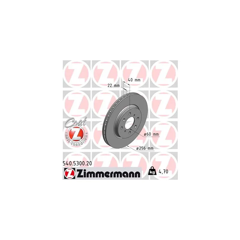 Jeu de 2 disques de frein avant ZIMMERMANN 540.5300.20