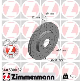 Jeu de 2 disques de frein avant ZIMMERMANN 540.5300.52