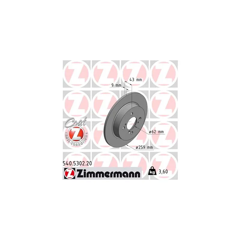 Jeu de 2 disques de frein arrière ZIMMERMANN 540.5302.20