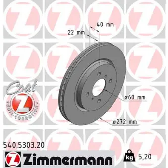 Jeu de 2 disques de frein avant ZIMMERMANN 540.5303.20