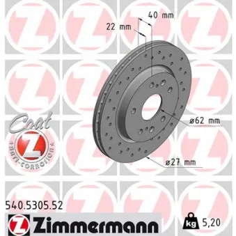 Jeu de 2 disques de frein avant ZIMMERMANN