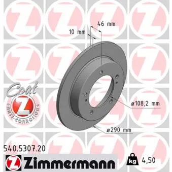 Jeu de 2 disques de frein avant ZIMMERMANN 540.5307.20