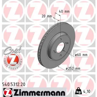 Jeu de 2 disques de frein avant ZIMMERMANN 540.5312.20