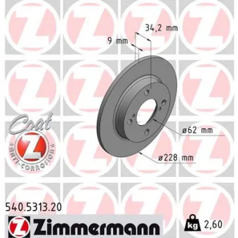 Jeu de 2 disques de frein arrière ZIMMERMANN
